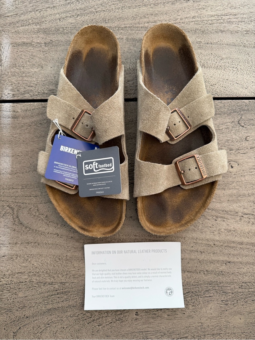 Birkenstock Arizona Taupe Sz 43/M Soft Footbed